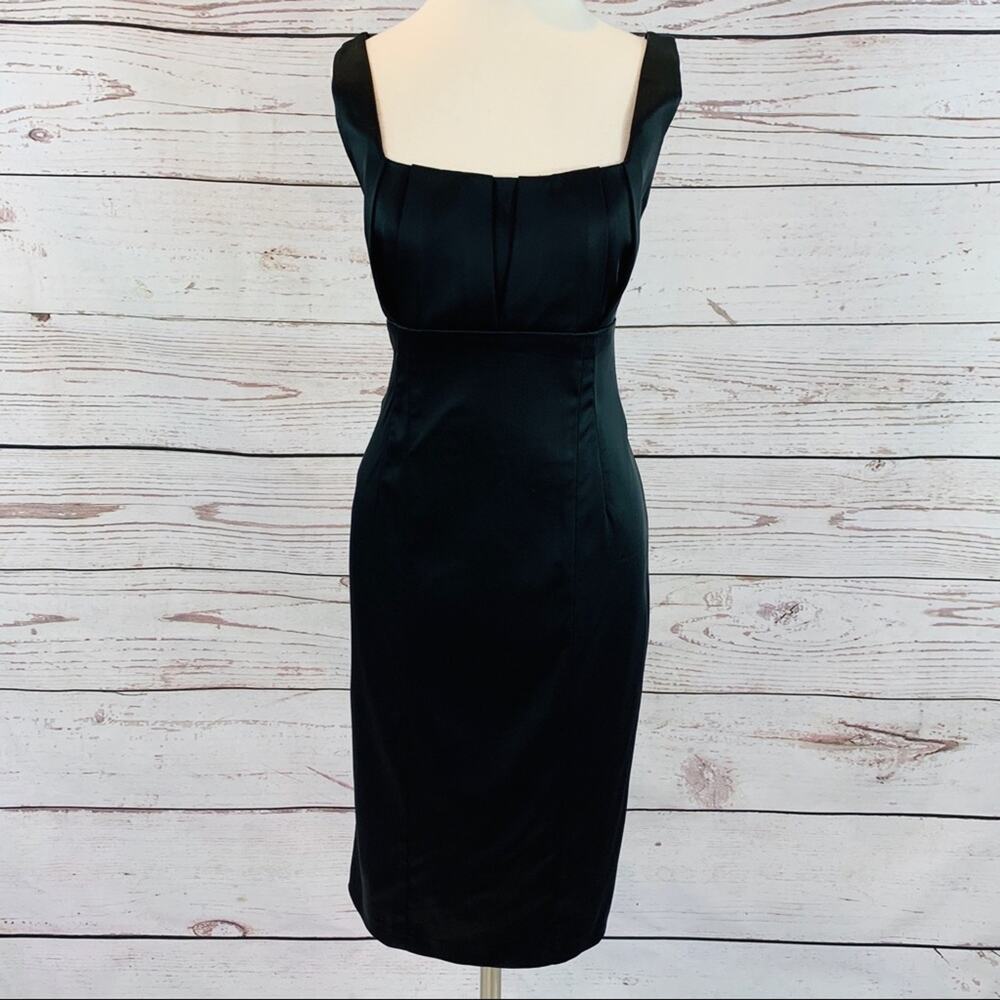 Calvin Klein little black sheath dress satin look